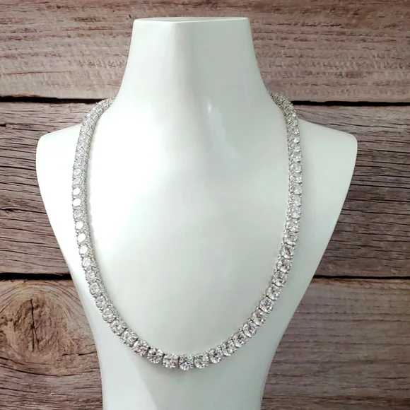 Watch Video / Sterling Silver 925 Iced Out Tennis Necklace - Picture 3 of 9